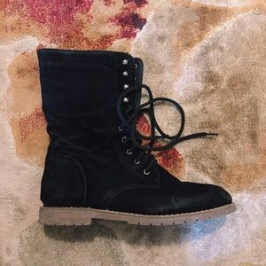 faux suede combat boots